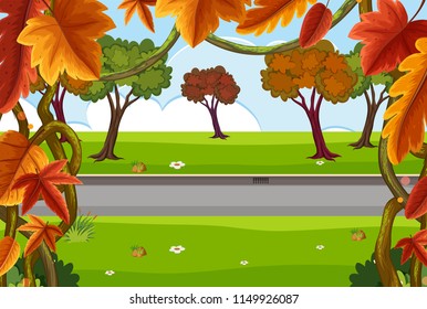 A beautiful nature road illustration