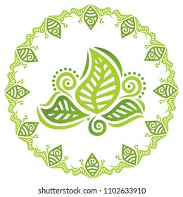 Beautiful nature round pattern of leaves. Vector illustration
