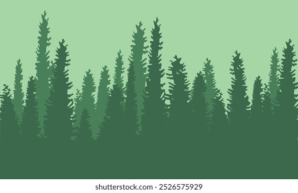 A beautiful nature silhouette featuring various green shades that evoke the serenity of the outdoors. This minimalist design showcases elegant tree shapes with soft gradients of green, creating a calm