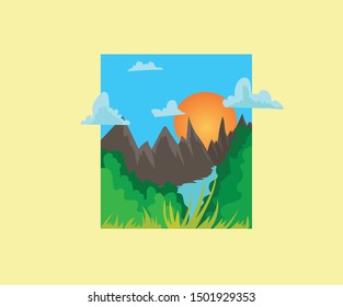 Beautiful nature vector colorful graphic illustration.