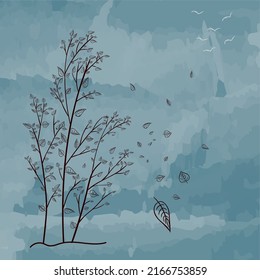 Beautiful nature vector drawing, popular vector style.