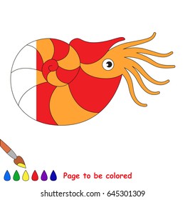 Beautiful Nautilus, the coloring book to educate preschool kids with easy gaming level, the kid educational game to color the colorless half by sample.