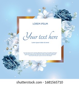 Beautiful Navy Blue Floral Paper Template
