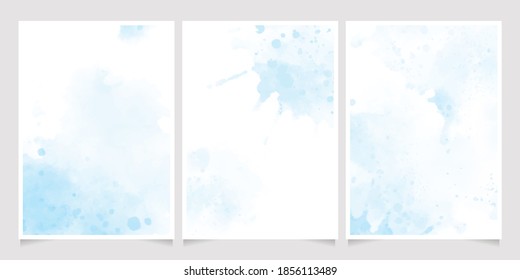 Beautiful Navy Blue Watercolor Wet Wash Splash 5x7 Invitation Card Background Template Collection