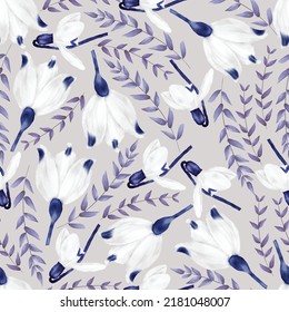 beautiful navy floral seamless pattern