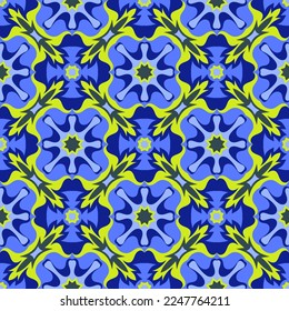 Beautiful neon art seamless pattern.
 Overlapping art forms, stripes, polygons, segments are grouped and arranged in a certain order. Vector.