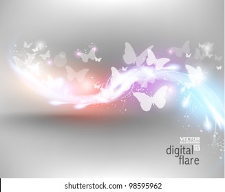 beautiful neon butterfly digital flare design