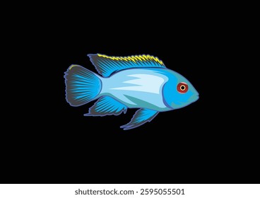 beautiful neon cichilid fish illustration with simple yet elegant design and solid color.
suitable for use as billboard wallpaper, and others