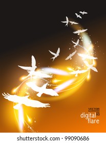 beautiful neon pigeon digital flare design