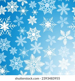 Hermoso patrón neutro de copos de nieve sin fisuras. Copos de nieve blancos decorados con círculos y puntos de fondo. Tema de Navidad y Año Nuevo. Impresión de invierno para papel de pared, textiles, envoltura y diseño
