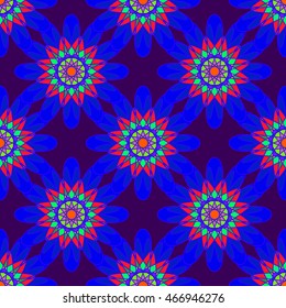 Beautiful new coloful symmetric seamless pattern with flower for background or wrap-design.
