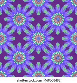 Beautiful new coloful symmetric seamless pattern with flower for background or wrap-design.