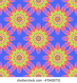 Beautiful new coloful symmetric seamless pattern with flower for background or wrap-design.