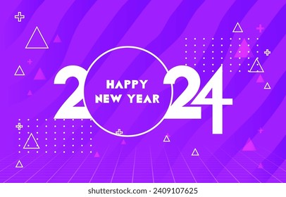 beautiful new year 2024 with sparkle abstract gradient purple background design