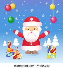 A beautiful New Year banner. Traditional Russian Grandfather Frost. A square poster for decorating a holiday party and congratulations.