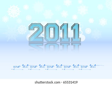 beautiful New Years card 2011 with snowflakes