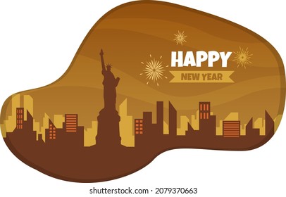 Beautiful New York Night City Building New Year Card Vector Illustration