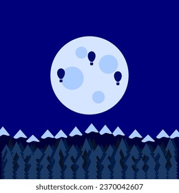 Beautiful night landscape vector illustration