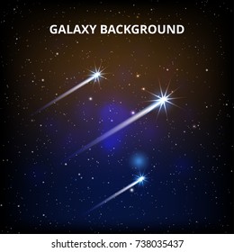 Beautiful night skies with pole stars. Colorful galaxy background. Vector illustration for your artwork