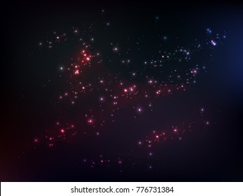 Beautiful night skies with pole stars. Colorful galaxy background. Vector illustration for your artwork