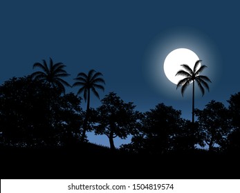 a beautiful night sky with moonlight and trees