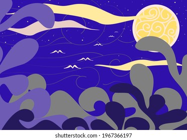 beautiful night sky vector illustration