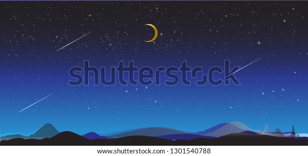 Beautiful Night Skynight Starry Sky Dark Stock Vector Royalty Free 1301540788