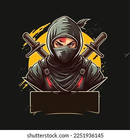 beautiful Ninja with two swords illustration, esports mascot design, gaming logo template