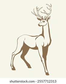 Beautiful noble deer. Vector drawing