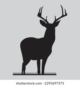 Beautiful noble proud sika deer are ruminant mammals in the family silhouette of deer