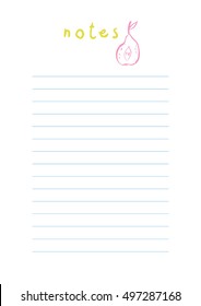 Beautiful Notes vector template. Printable Notes design, ready to use. Cute typography schedule design A4 format.