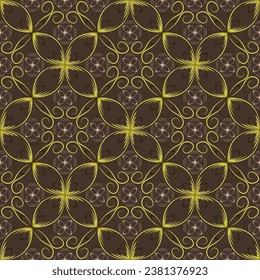 Beautiful nouveau geometric floral vector seamless pattern. Lace texture ornament. Tile print design. Creative flower stylized background. Repeat batik print.