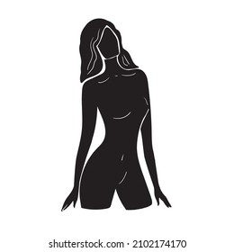 Beautiful Nude Black White Flat Woman Stock Vector (Royalty Free