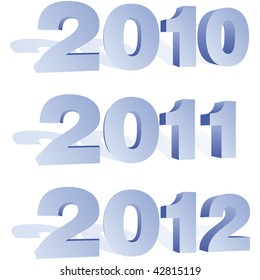 Beautiful numerical designation of new 2010, 2011 and 2012 year