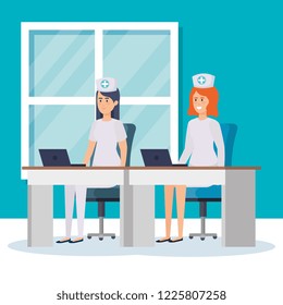beautiful nurses in consulting room