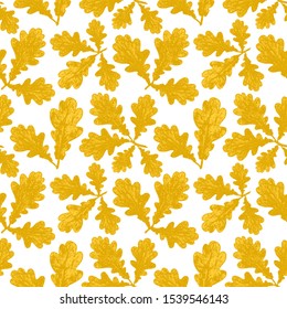 Beautiful Oak Leaves Pattern. Endless Background. Seamless