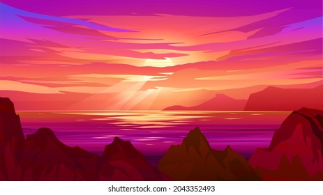 Beautiful ocean dramatic sunset background