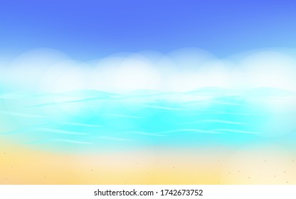 Beautiful ocean sea landscape. Summer beach poster. Premium vector.