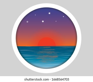 Beautiful Ocean Sunset Background.Vector illustration.