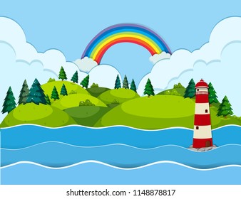 Una hermosa ilustración de la vista del océano
