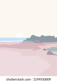Hermosa escena de olas oceánicas paisaje paisaje de fondo vectorial.