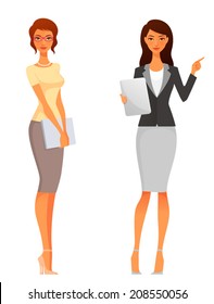 beautiful office or business women in smart casual clothes