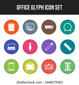 Beautiful Office Glyph Round Circle Multicolor icon set