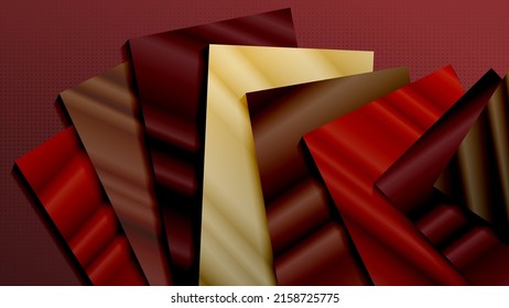 Beautiful office wallpaper in burgundy tones. Overlapping textured rectangles on a dark background. Template for your projects. Vector.