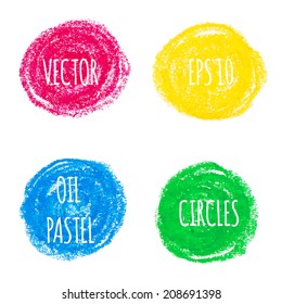 Beautiful oil pastel round design elements. Vector illustration.