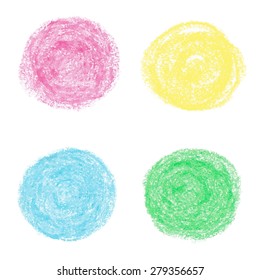 Beautiful oil pastel round design elements. Vector illustration.