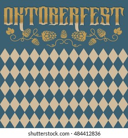 Beautiful Oktoberfest beer festival vector poster template, or flyer in retro style. Annual beer festival event invitation template with lettering and hops ornament.