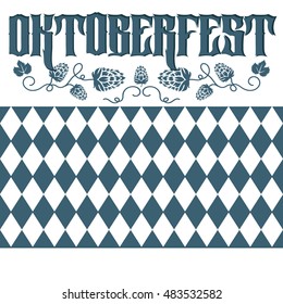 Beautiful Oktoberfest festival vector poster template, or flyer in retro style. Annual beer festival event invitation template with lettering and hops ornament.