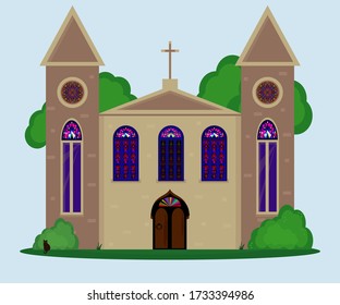 beautiful old church with stained glass windows