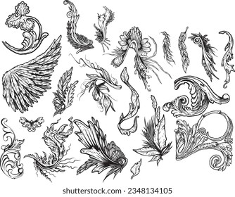 beautiful old classic ink engravings